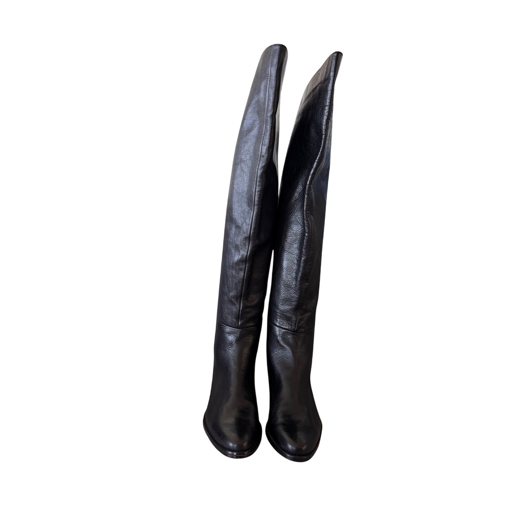 Dolce Vita Black Leather Over The Knee Boots Back Zip Vero Cuoio Sole Size 8